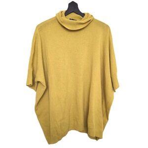 Stile Benetton XL Oversized Wool Lagenlook Mustard Yellow Short Sleeve Sweater